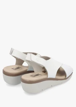 Nabi White Leather Sling Back Low Wedge Sandals