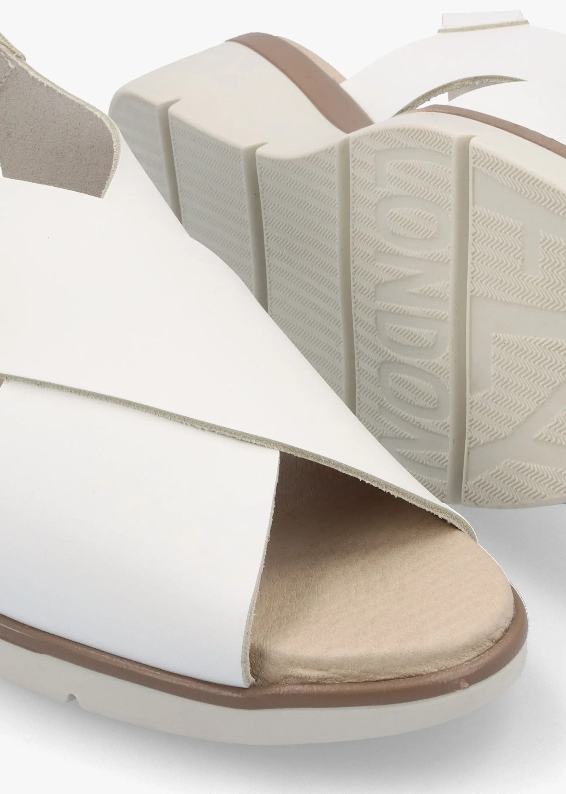 Nabi White Leather Sling Back Low Wedge Sandals