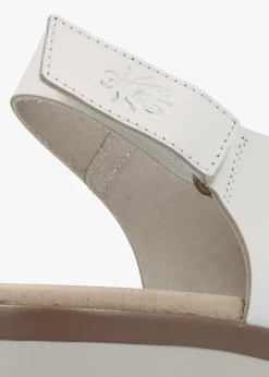 Nabi White Leather Sling Back Low Wedge Sandals