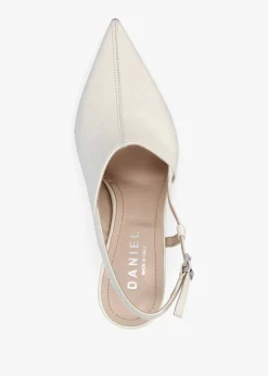 Nammy Cream Leather Asymmetric Sling Back Court Shoes
