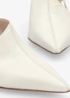 Nammy Cream Leather Asymmetric Sling Back Court Shoes