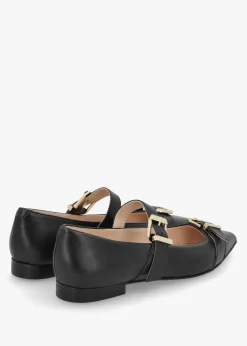 Nancy Black Leather Pointed Toe Pumps