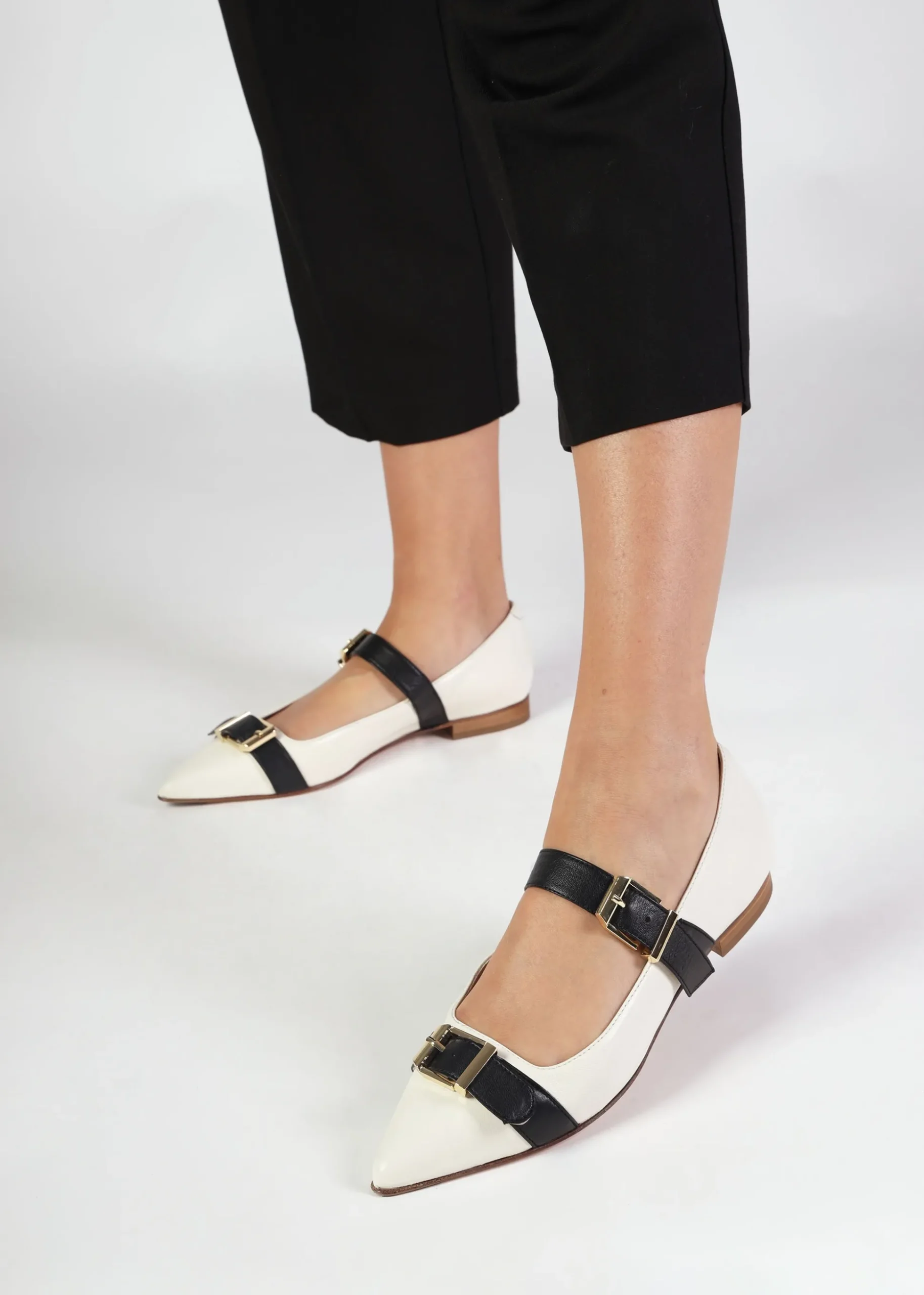 Nancy White Leather Pointed Toe Pumps