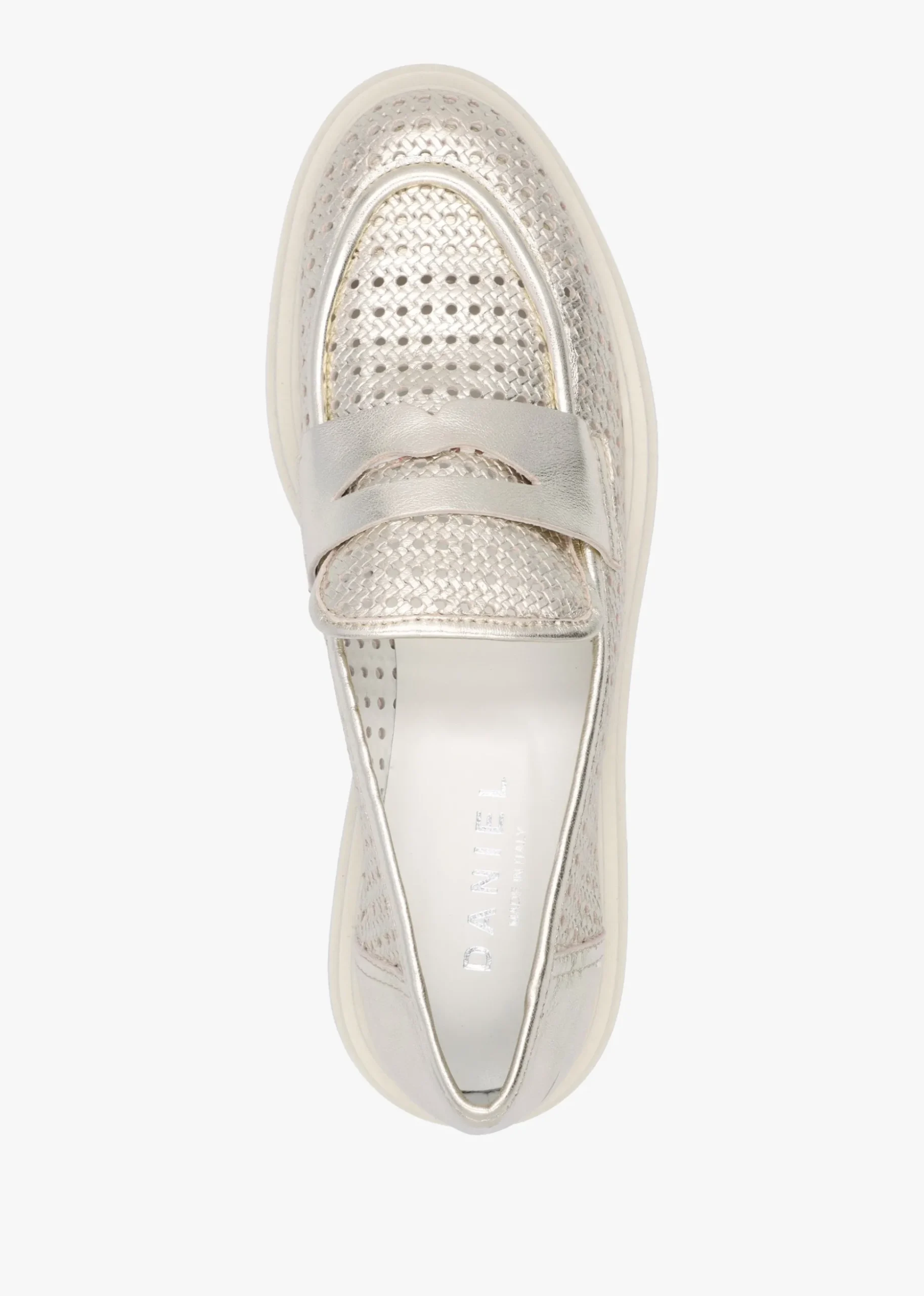 Nattie Gold Leather Perforated Chunk Loafers