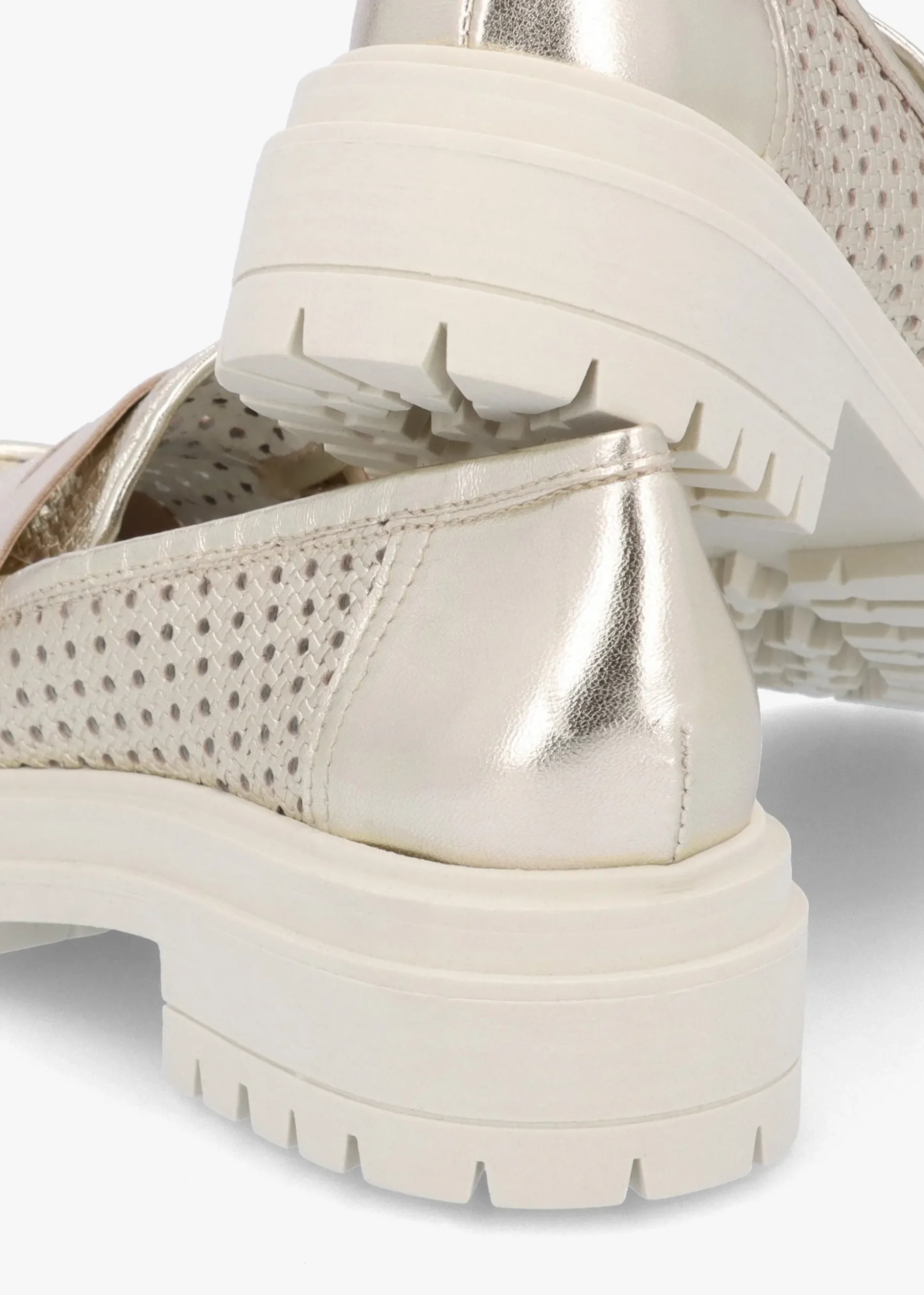 Nattie Gold Leather Perforated Chunk Loafers