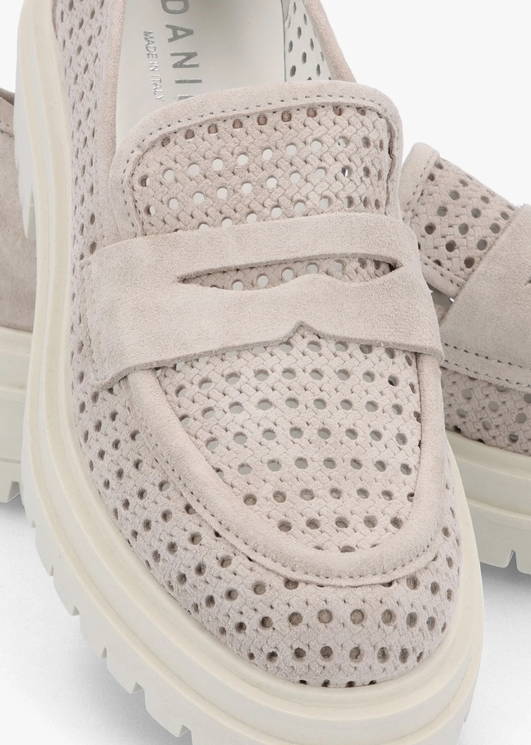 Nattie Grey Suede Perforated Chunky Loafers