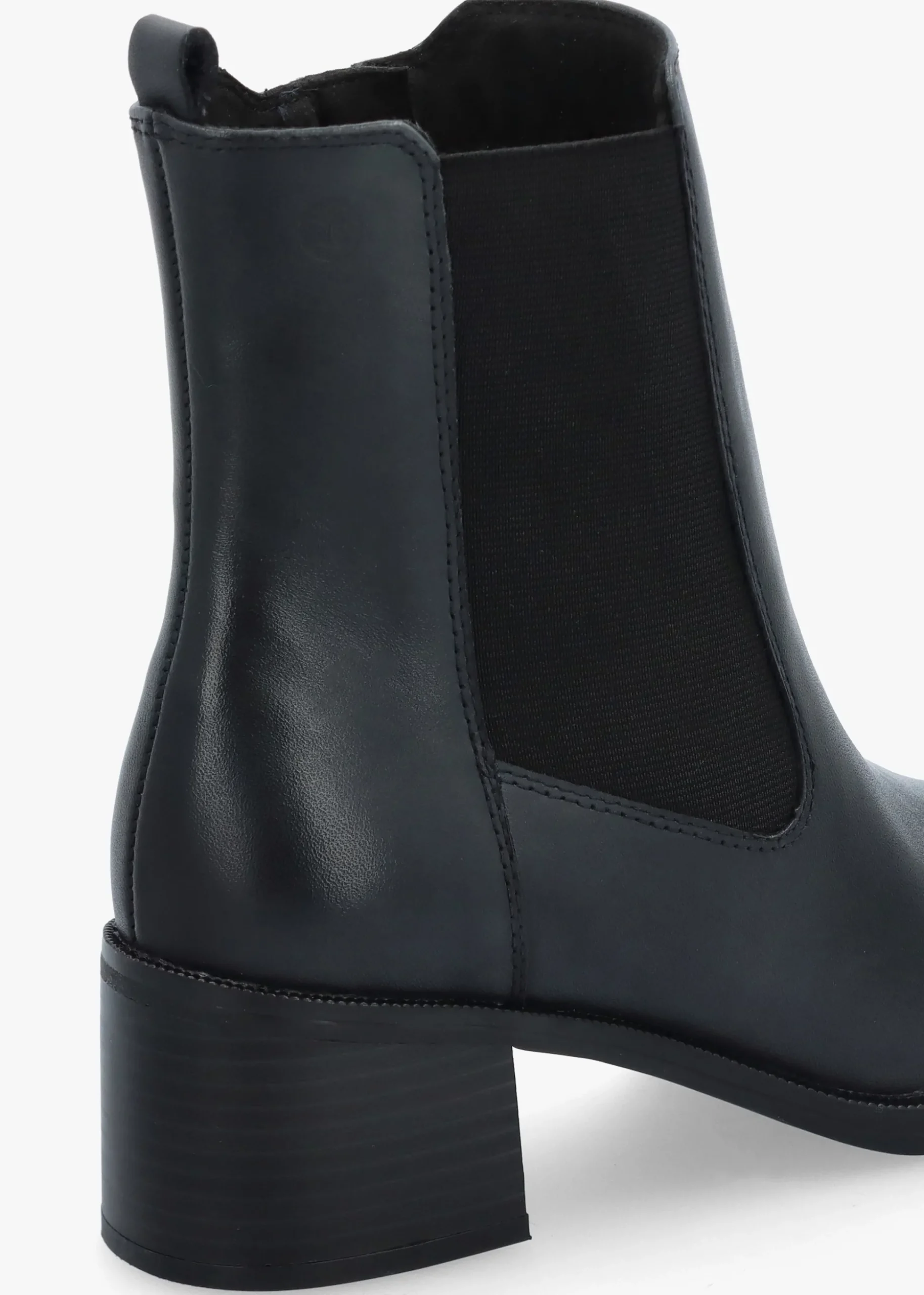 Navy Leather Block Heel Chelsea Boots