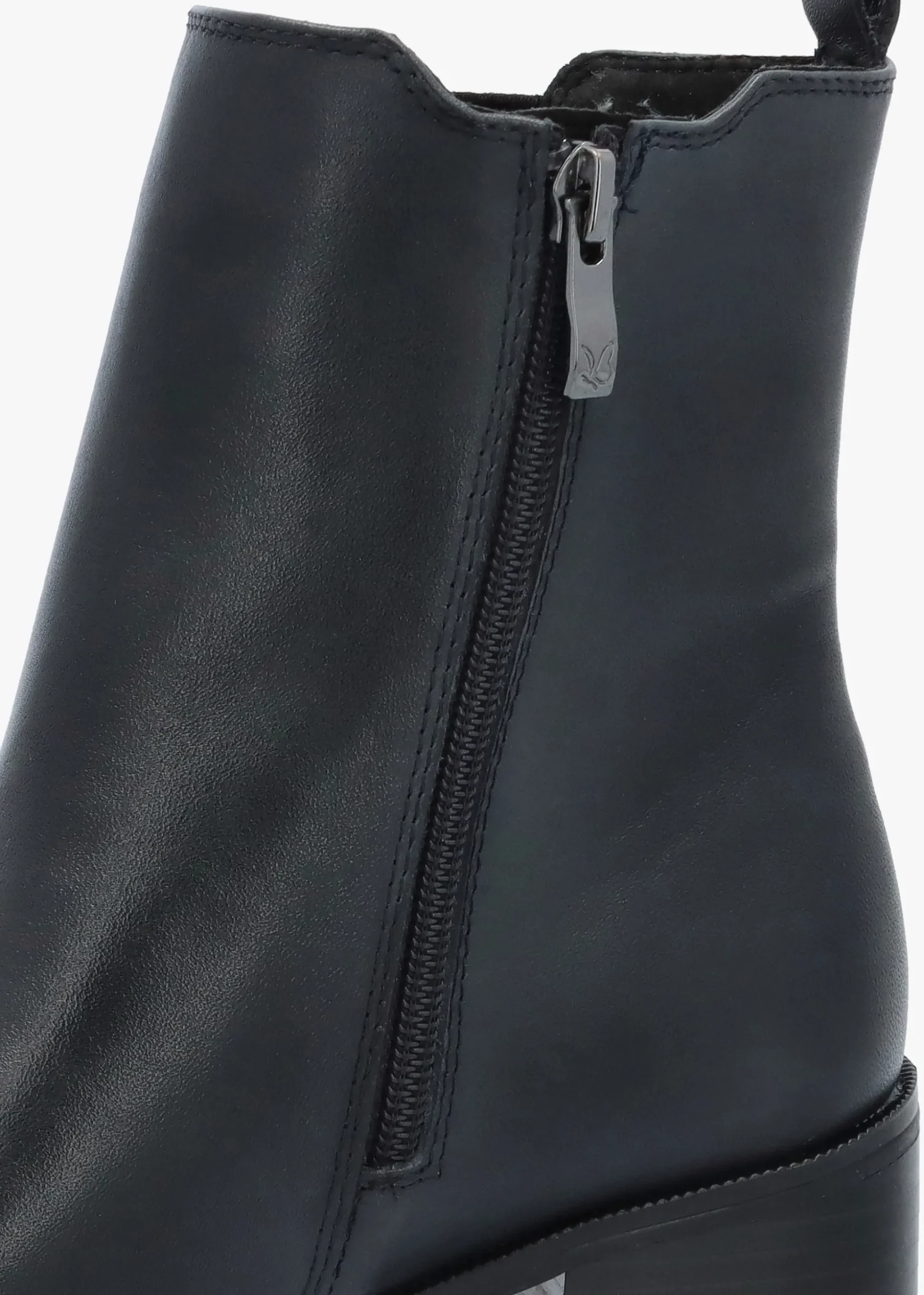 Navy Leather Block Heel Chelsea Boots