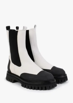Nellie White Leather Toe Cap Chelsea Boots