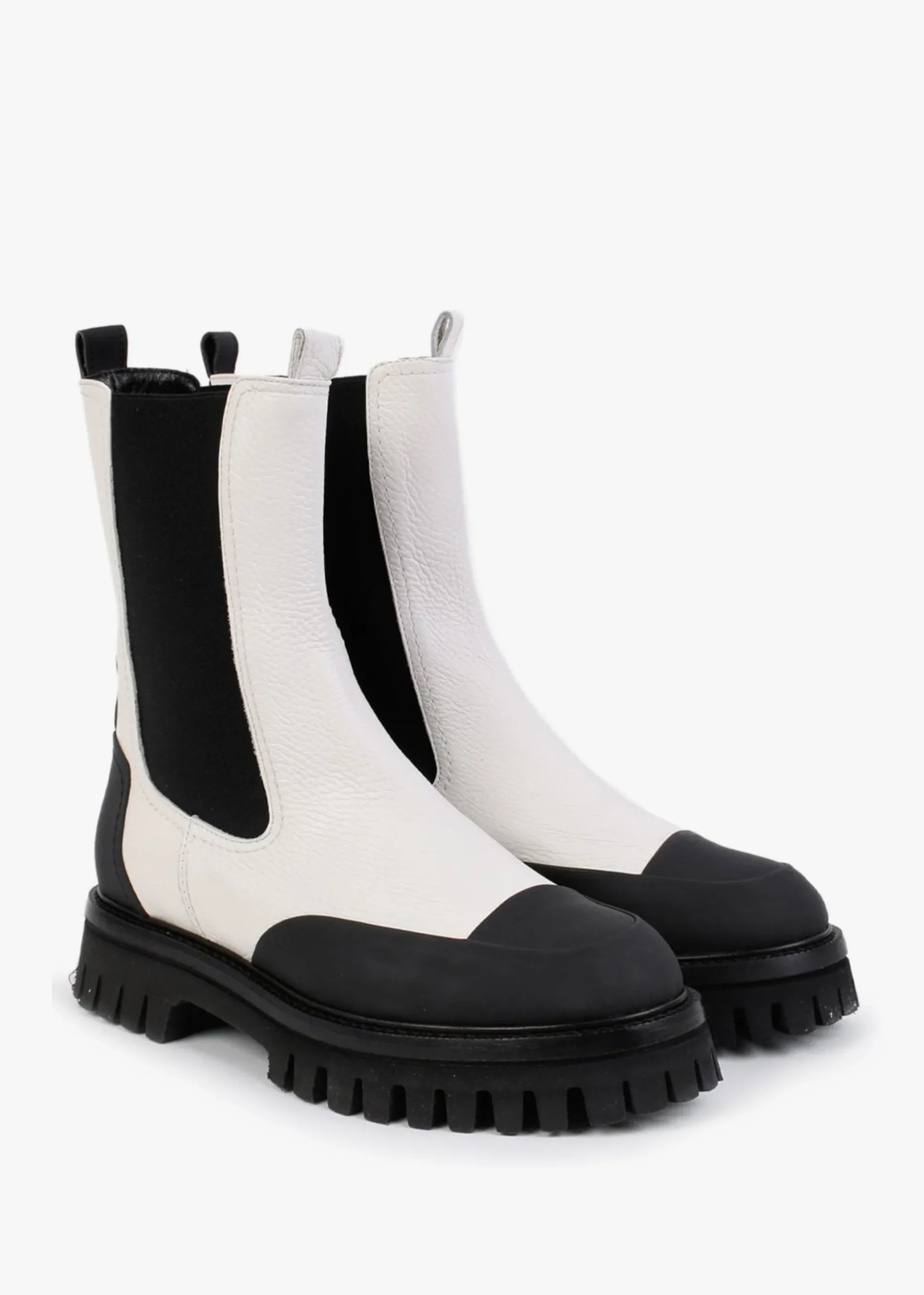 Nellie White Leather Toe Cap Chelsea Boots