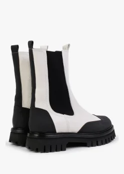 Nellie White Leather Toe Cap Chelsea Boots