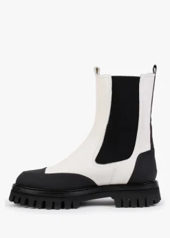 Nellie White Leather Toe Cap Chelsea Boots