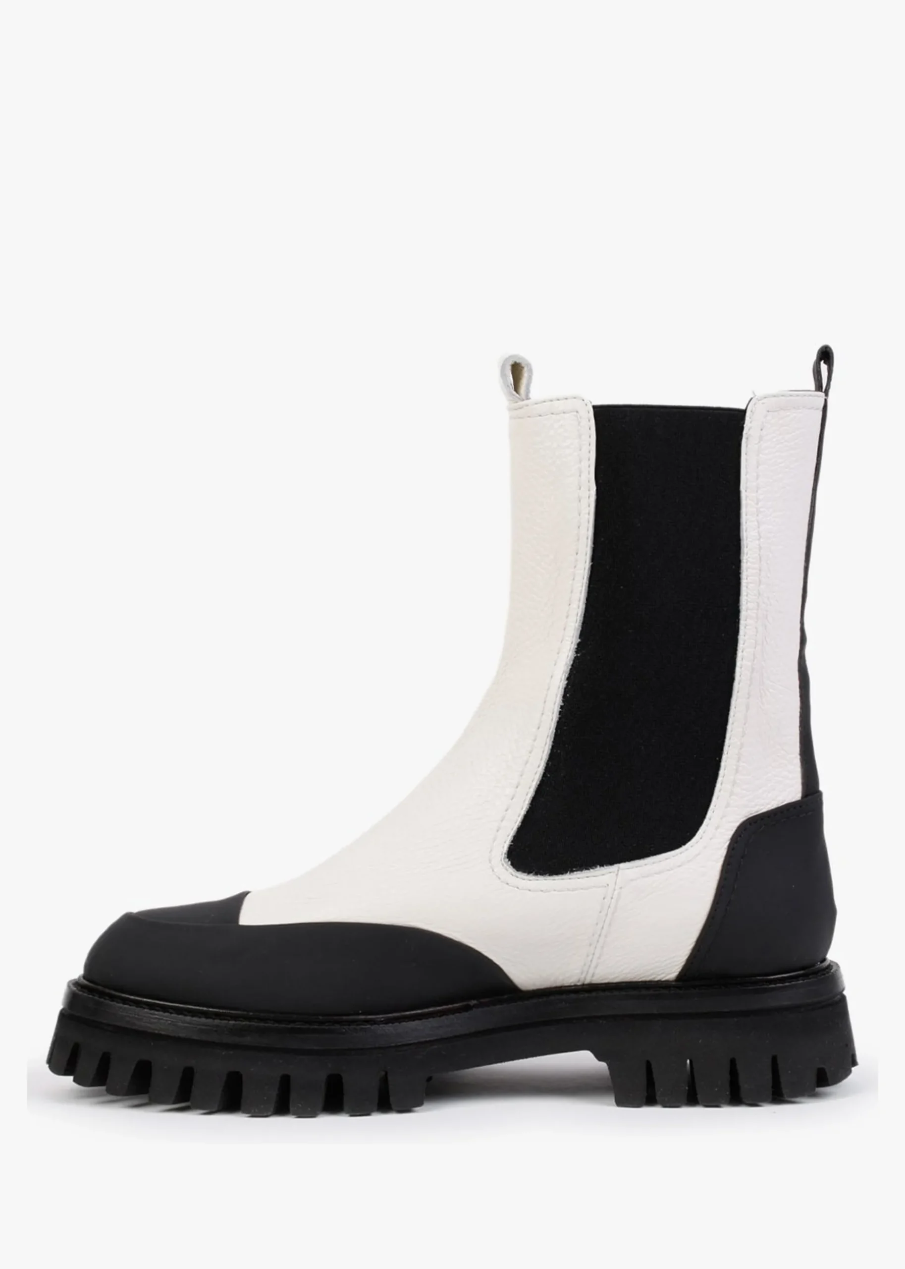 Nellie White Leather Toe Cap Chelsea Boots