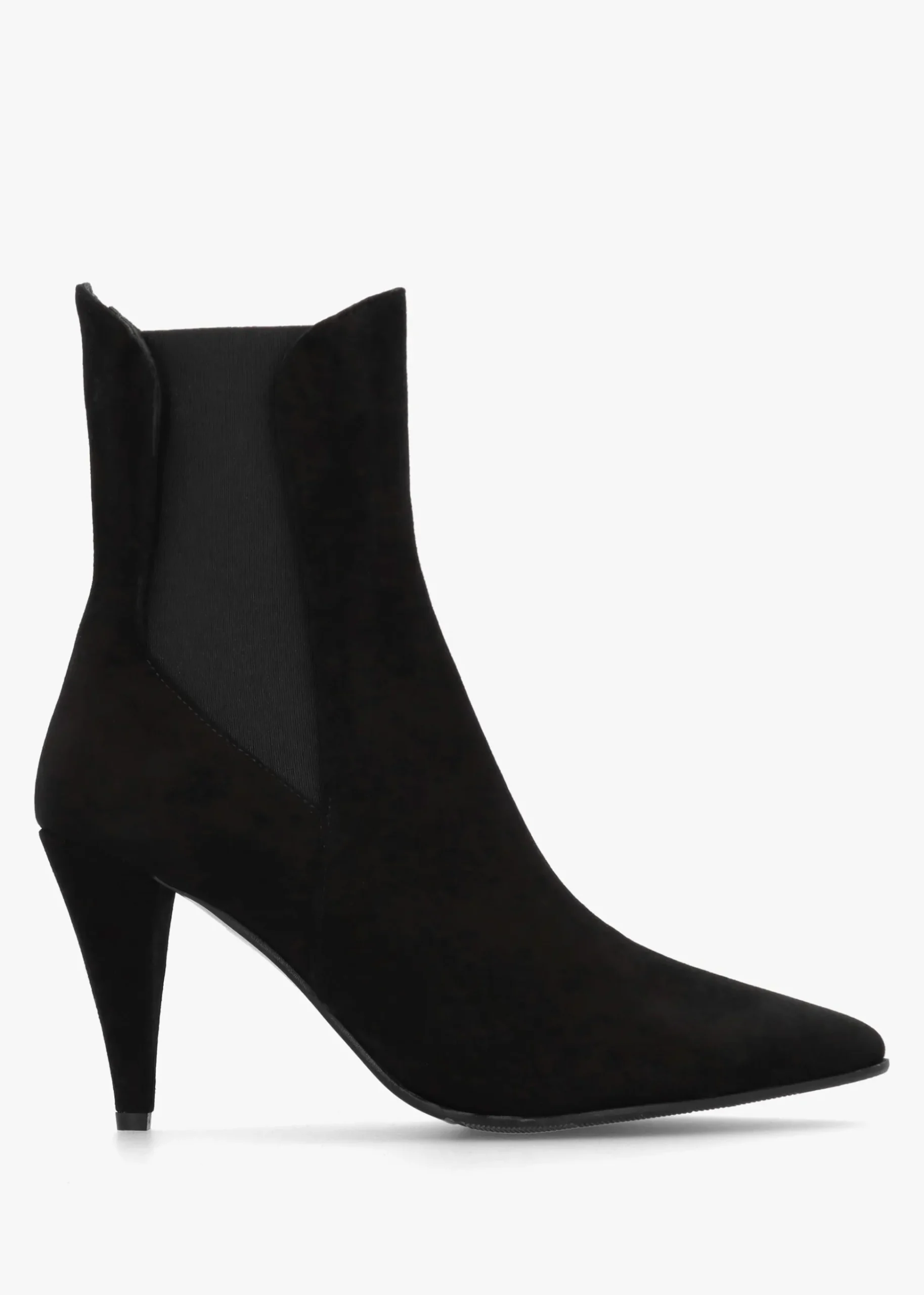 Nelly Black Suede Cone Heel Chelsea Boots