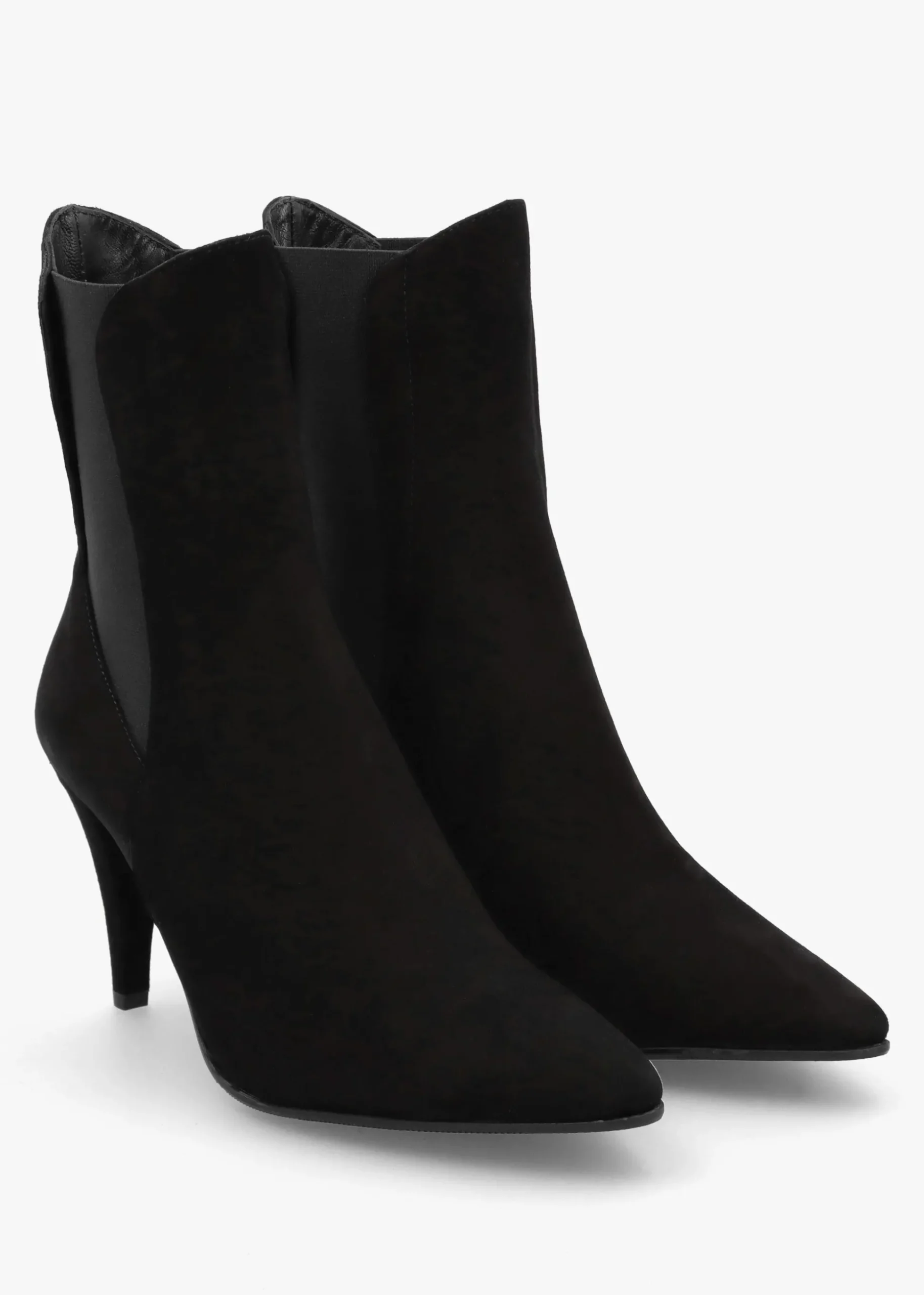 Nelly Black Suede Cone Heel Chelsea Boots