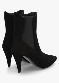 Nelly Black Suede Cone Heel Chelsea Boots