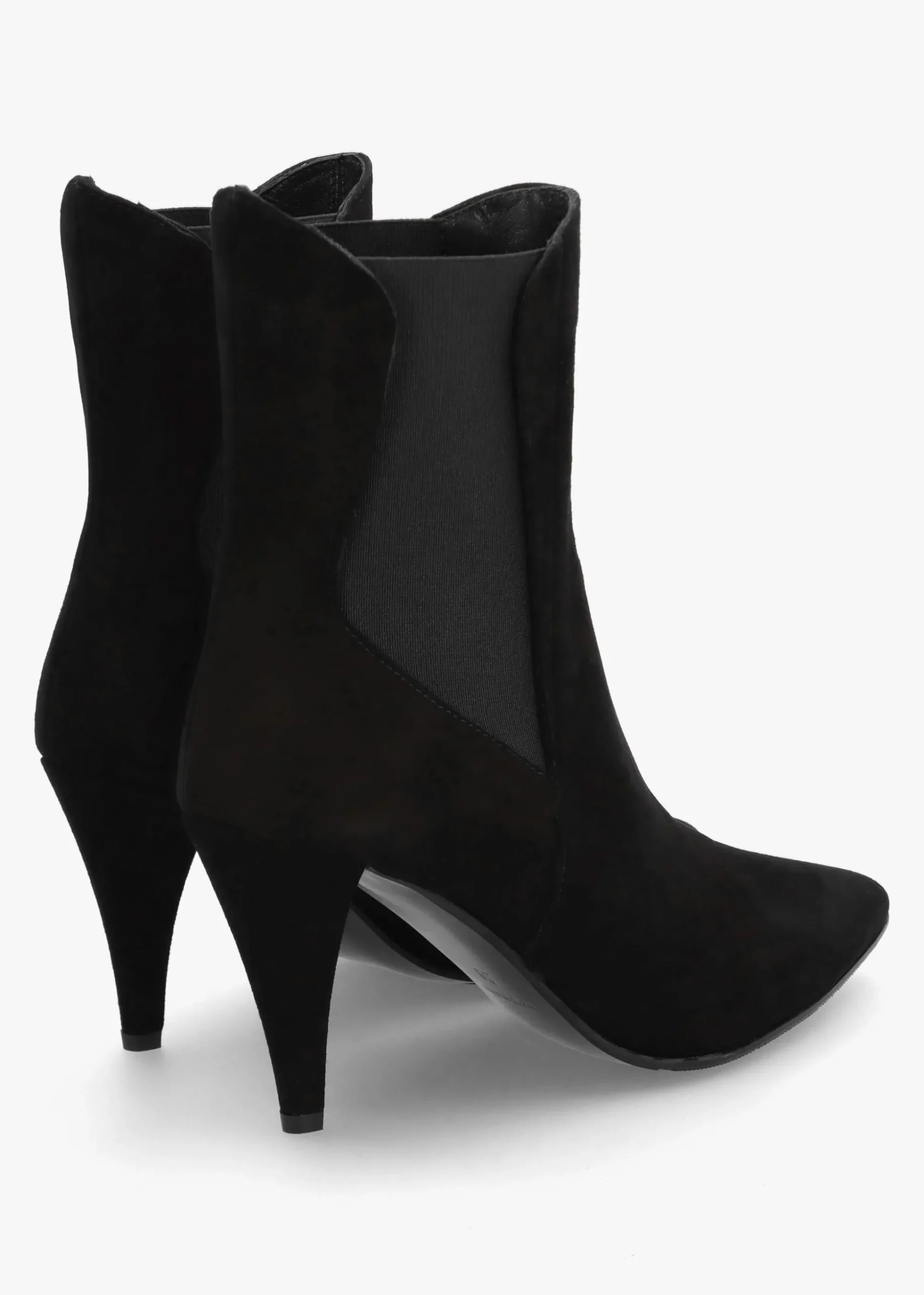 Nelly Black Suede Cone Heel Chelsea Boots