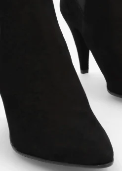 Nelly Black Suede Cone Heel Chelsea Boots