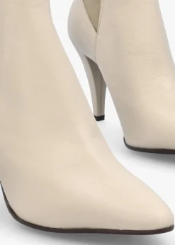 Nelly Cream Leather Cone Heel Chelsea Boots