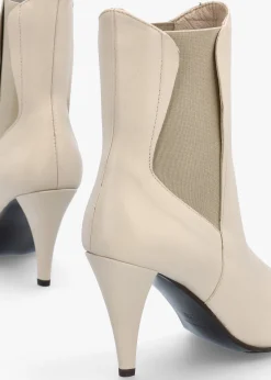 Nelly Cream Leather Cone Heel Chelsea Boots