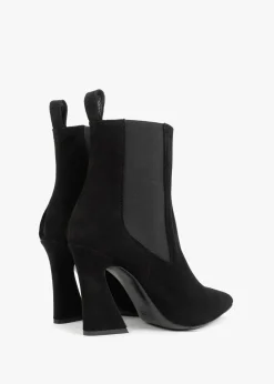 Nelsea Black Suede Shaped Heel Ankle Boots