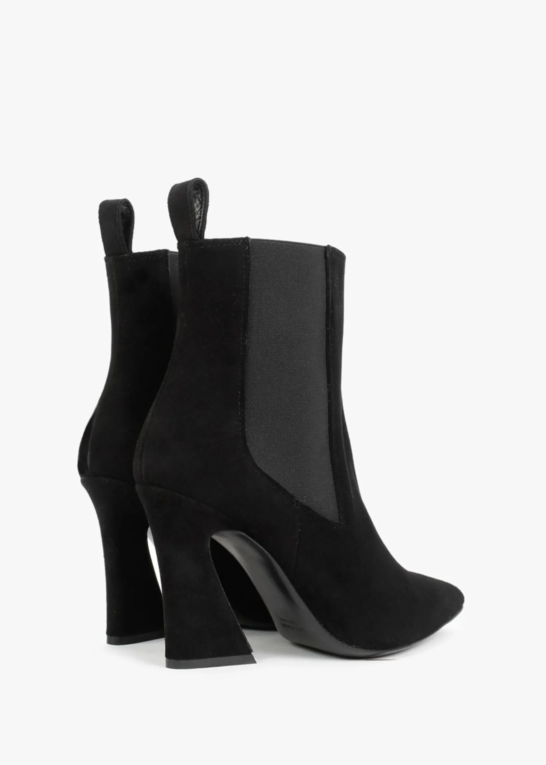 Nelsea Black Suede Shaped Heel Ankle Boots