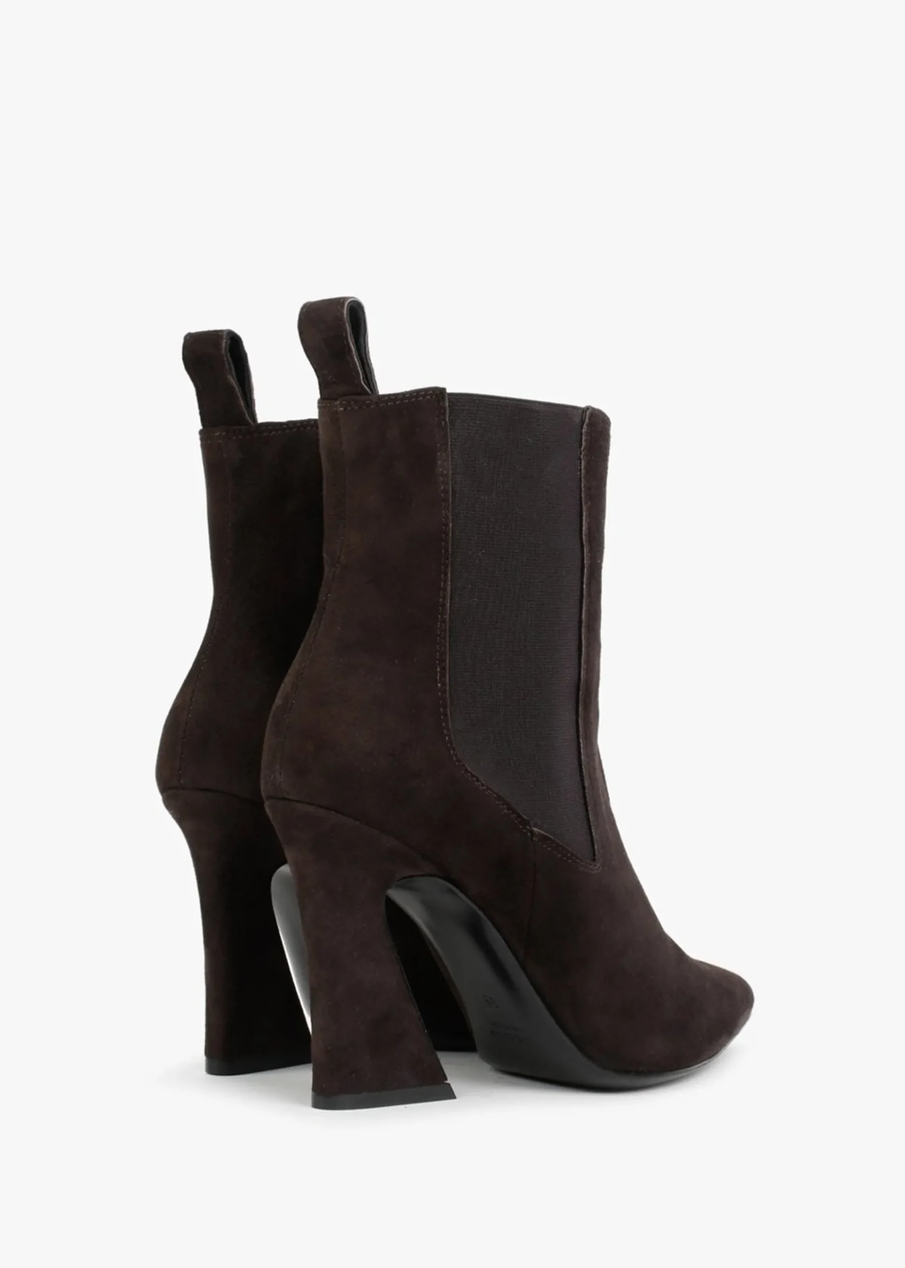 Nelsea Brown Suede Shaped Heel Ankle Boots