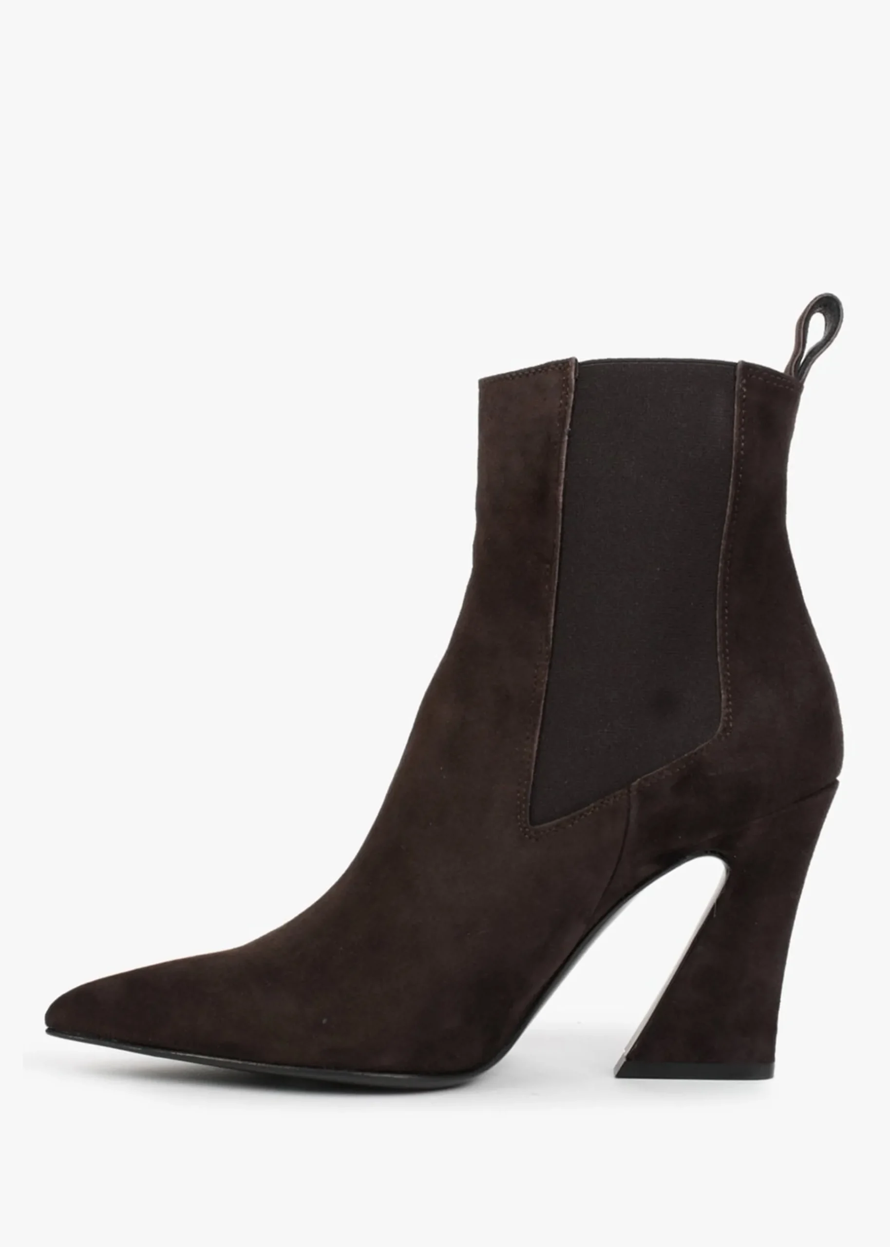 Nelsea Brown Suede Shaped Heel Ankle Boots