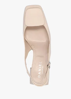 Nessie Cream Leather Block Heel Sling Backs