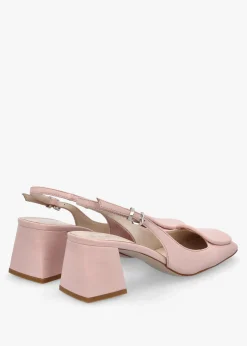 Nessie Nude Leather Block Heel Sling Backs