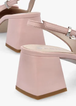 Nessie Nude Leather Block Heel Sling Backs