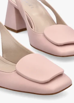 Nessie Nude Leather Block Heel Sling Backs