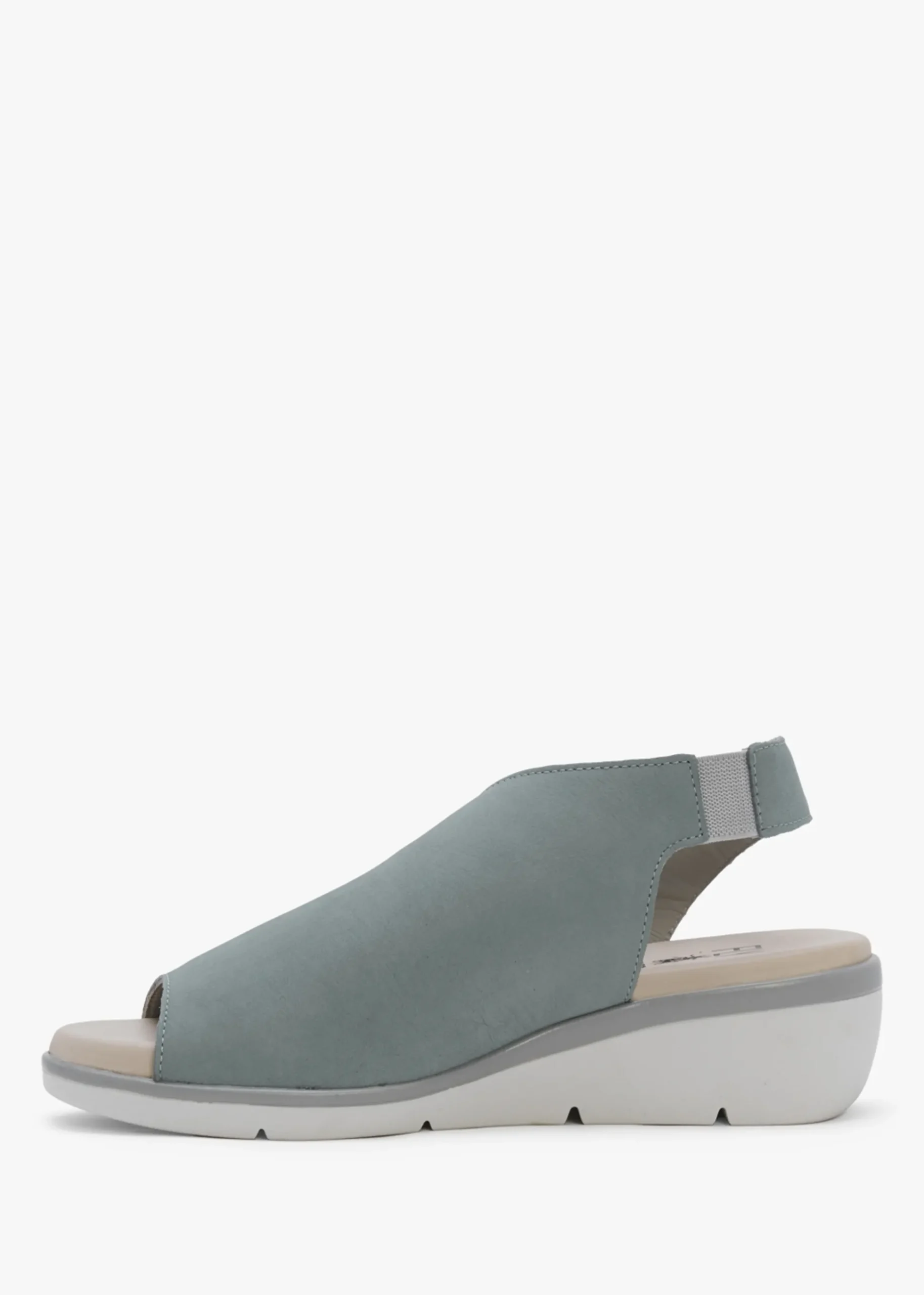 Nily Pale Blue Leather Low Wedge Sandals