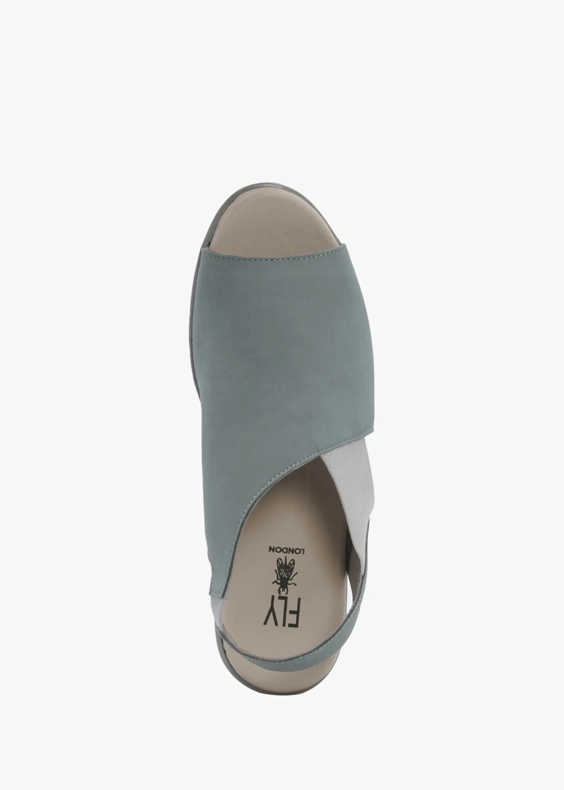 Nily Pale Blue Leather Low Wedge Sandals