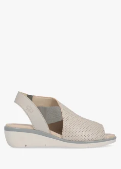 Nisi Silver Perforated Leather Low Wedge Sandals
