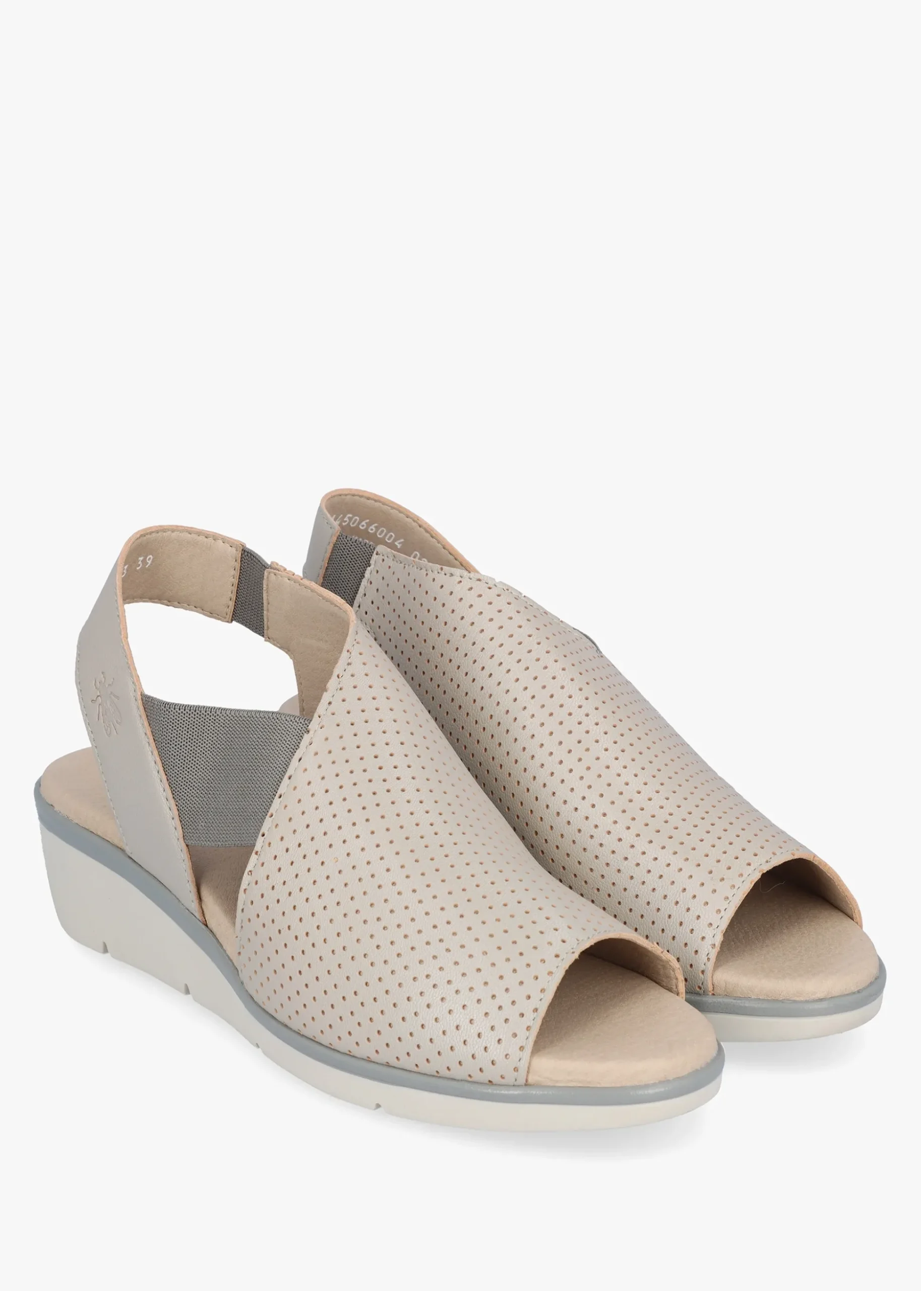 Nisi Silver Perforated Leather Low Wedge Sandals