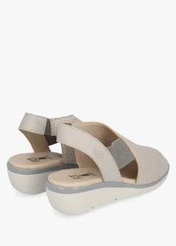 Nisi Silver Perforated Leather Low Wedge Sandals