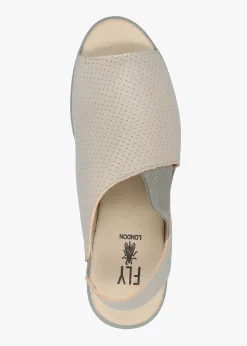 Nisi Silver Perforated Leather Low Wedge Sandals