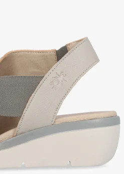 Nisi Silver Perforated Leather Low Wedge Sandals