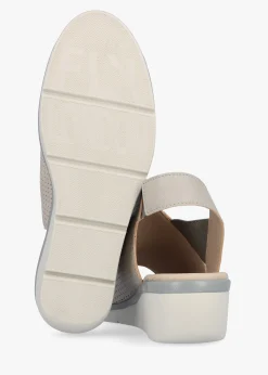 Nisi Silver Perforated Leather Low Wedge Sandals