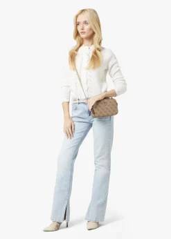 Noelle Latte Logo Cross-Body Bag