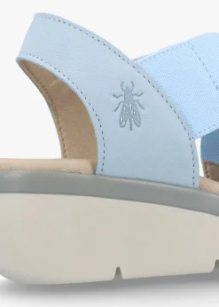 Noli Sky Blue Leather Elasticated Low Wedge Sandals
