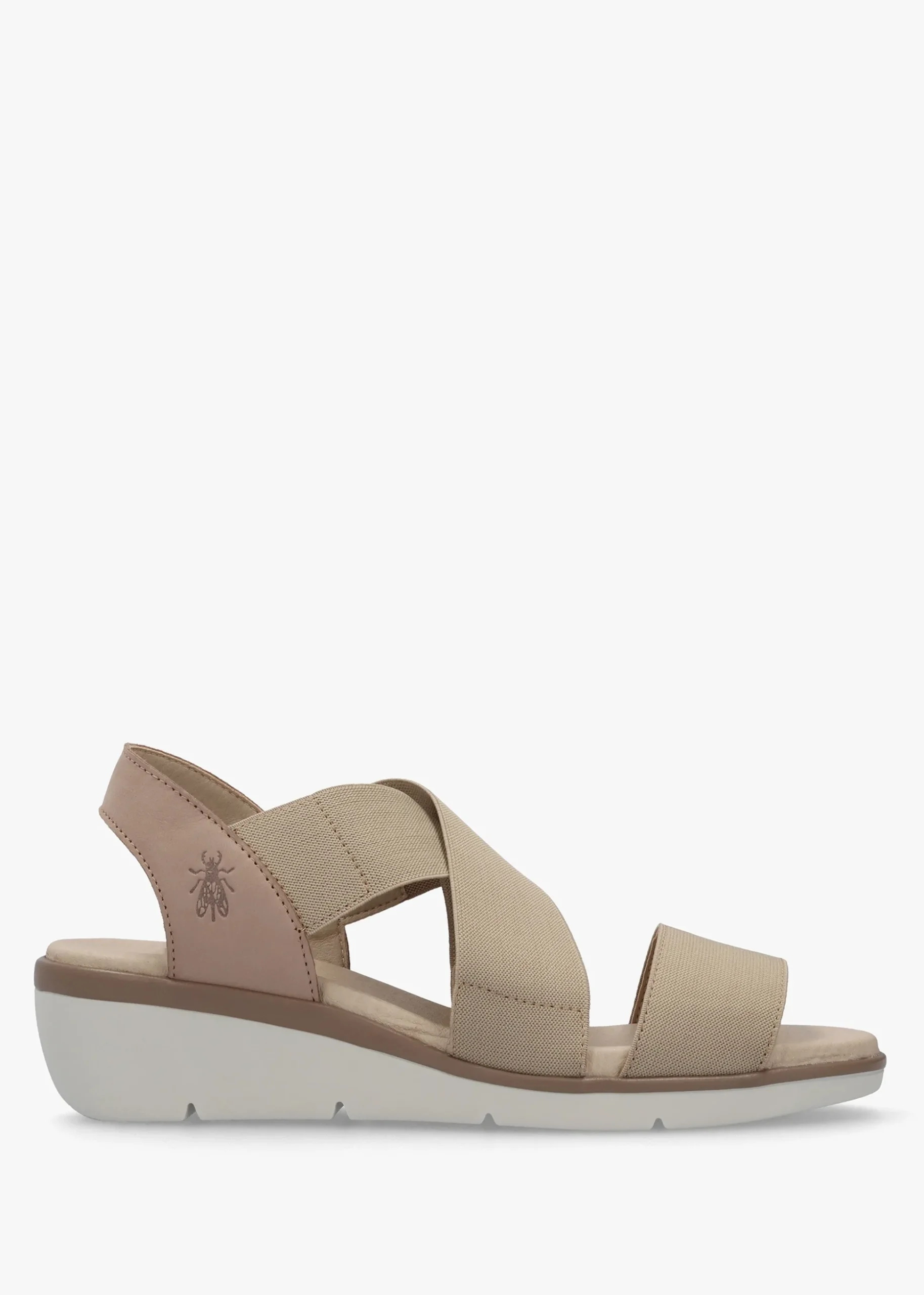 Noli Taupe Leather Elasticated Low Wedge Sandals