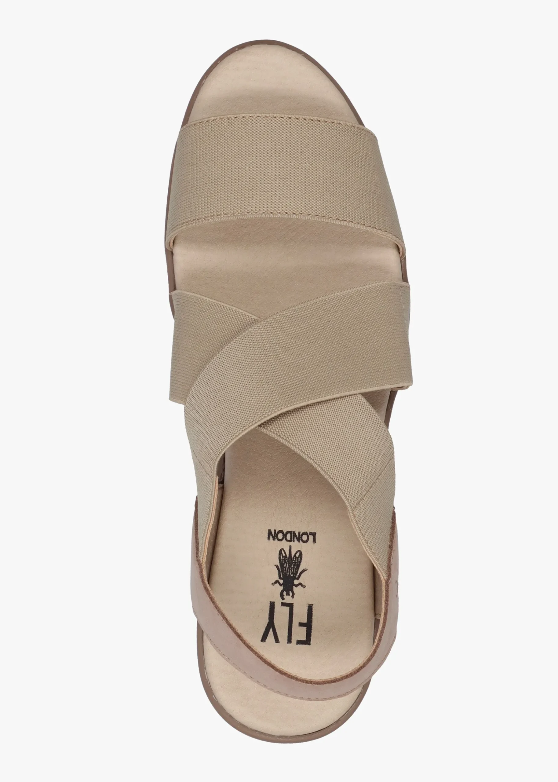 Noli Taupe Leather Elasticated Low Wedge Sandals