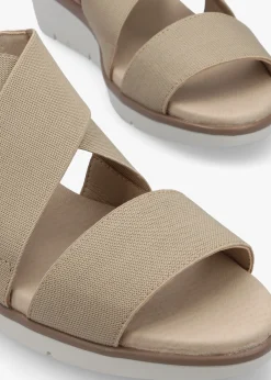 Noli Taupe Leather Elasticated Low Wedge Sandals