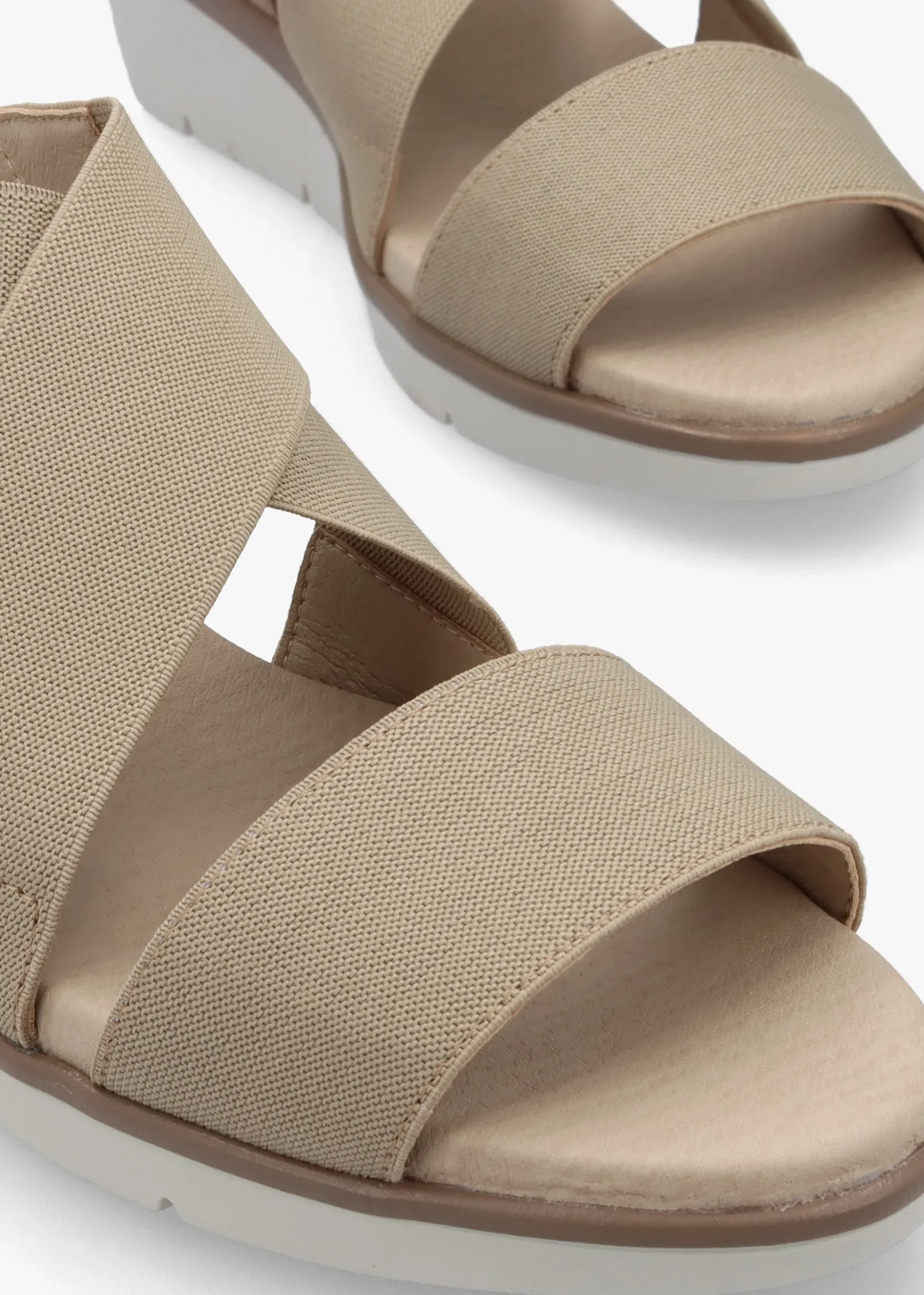 Noli Taupe Leather Elasticated Low Wedge Sandals