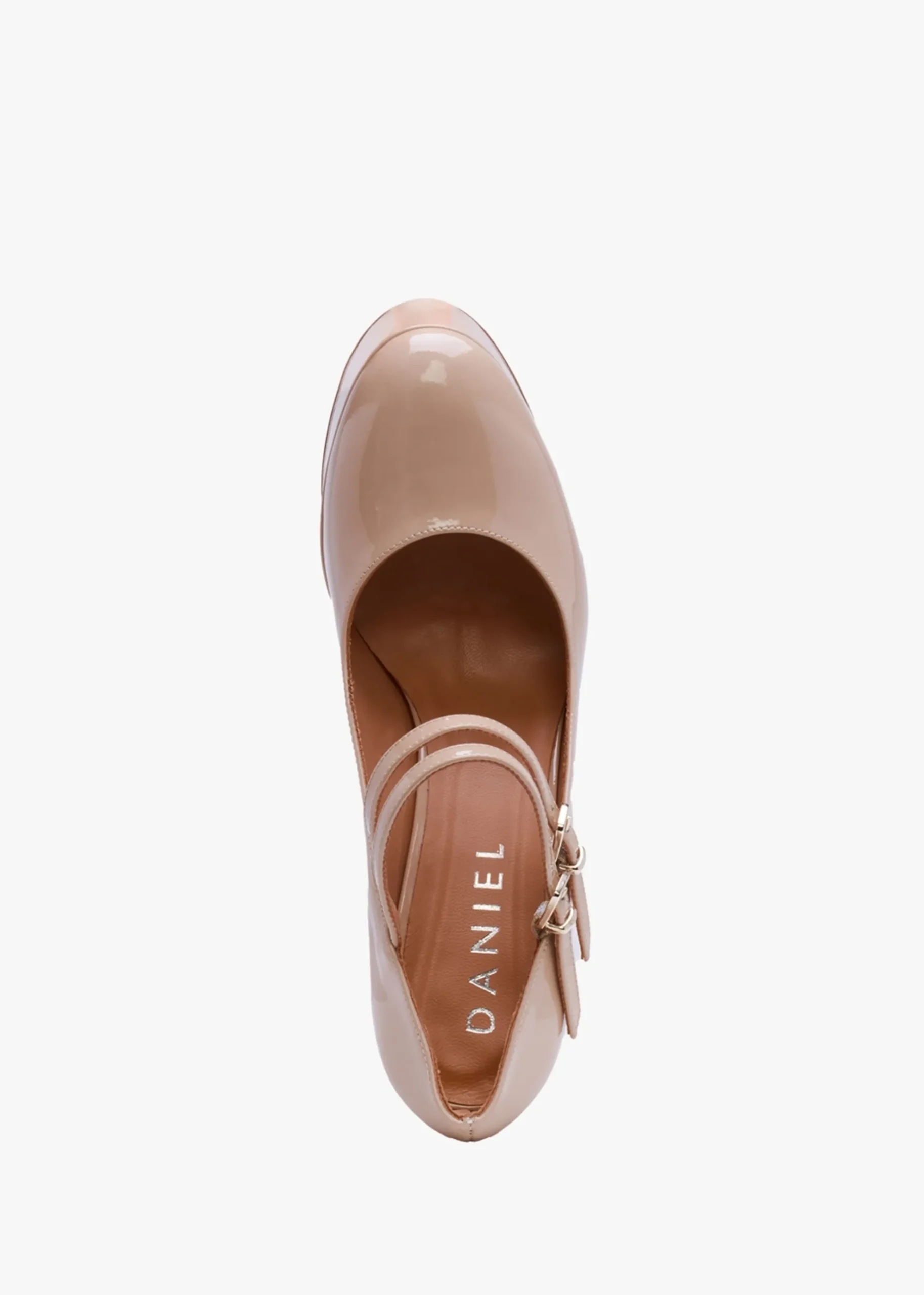 Nomary Nude Patent Leather Platform Heeled May Janes