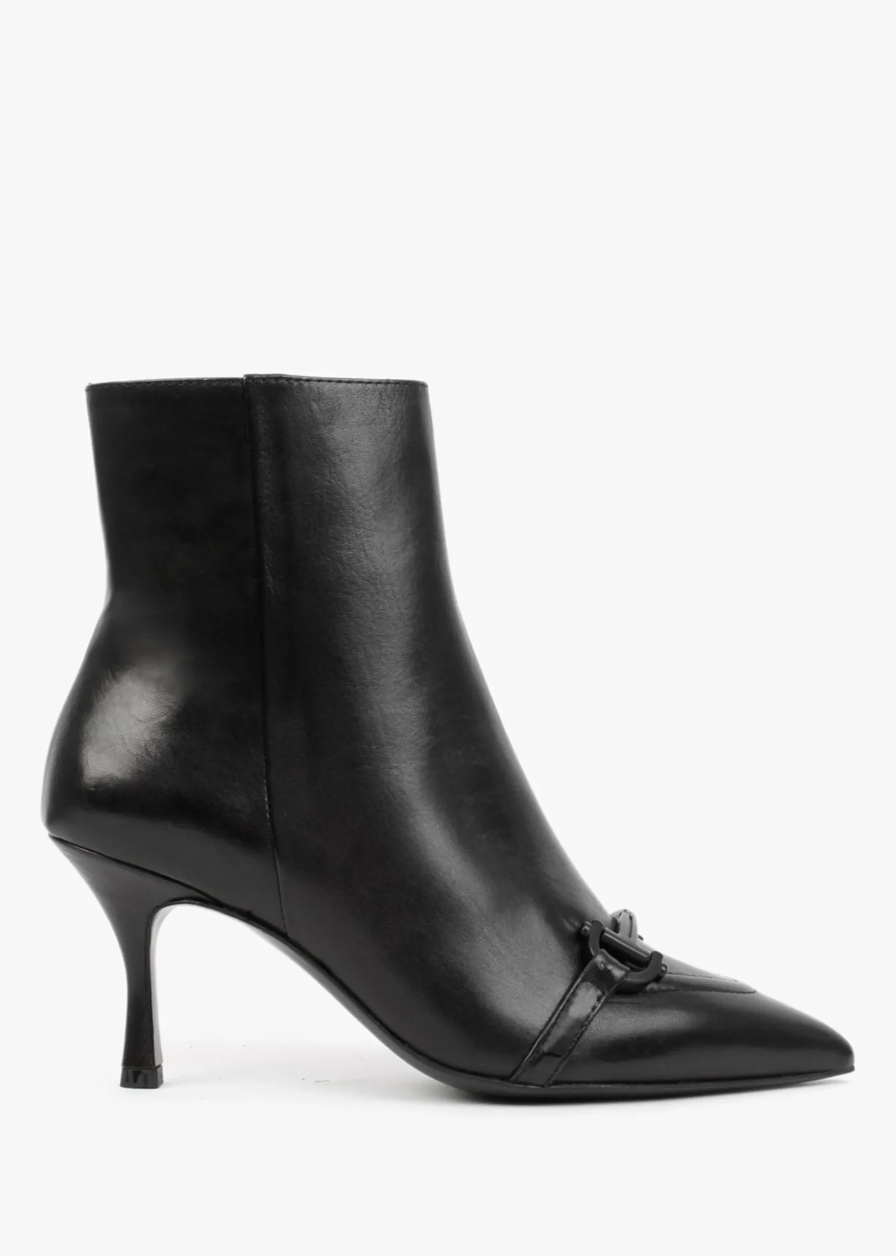 Nuckle Black Leather Horsebit Ankle Boots
