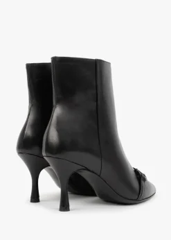 Nuckle Black Leather Horsebit Ankle Boots