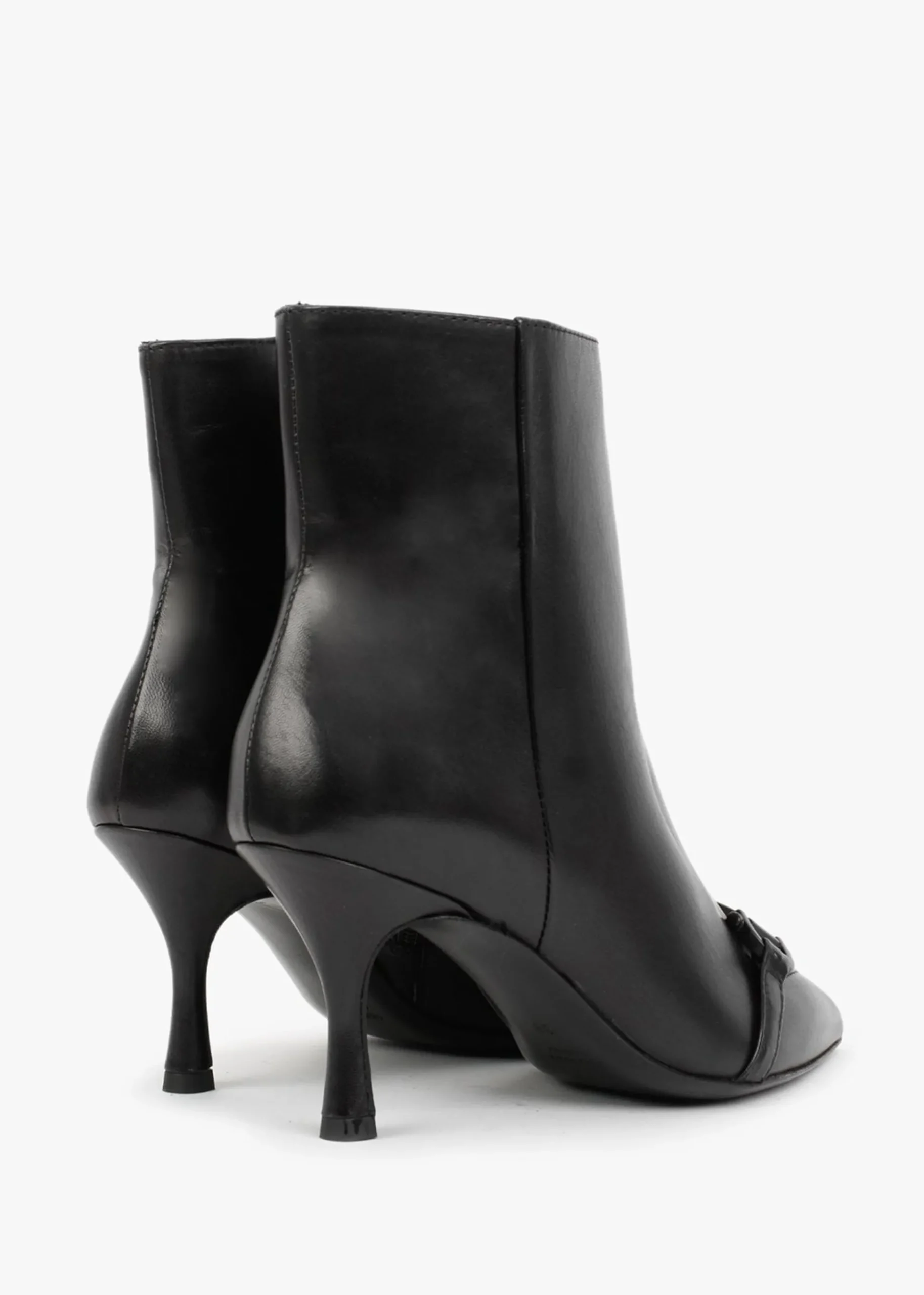 Nuckle Black Leather Horsebit Ankle Boots
